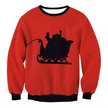 Осенне-зимняя рождественская одежда с принтом рождественского оленя, толстовка с круглым вырезом, модная повседневная свободная кофта большого размера и с длинными рукавами для мужчин S