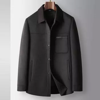 Осенне-зимняя рубашка, легкая, роскошная, молодежная, деловая, разгрузочная, двухсторонняя, шерстяная куртка с пуховой подкладкой 170 чёрный