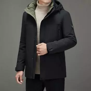 Осенне-зимняя съемная шапка на утином пуху, теплая, деловая, утолщенная, молодежная, для отдыха на открытом воздухе, холодная куртка 170 зелёный