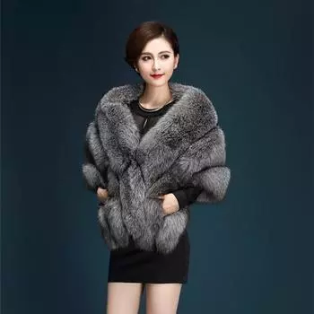 Осенне-зимняя шаль для невесты из искусственного меха лисы, жилет из утолщенного пушистого безрукавного пальто большого размера One size