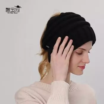Осенне-зимняя шапка Baotou, плюшевая вязаная женская шапка-пуловер, свитер с воротником, вязаная шерстяная теплая лунная ветрозащитная шапка-ушанка