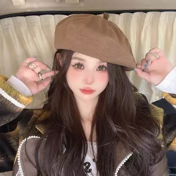 Осенне-зимняя шапка, детская корейская универсальная берет, ретро-шляпа японского художника, восьмиугольная шляпа для путешествий на открытом воздухе 56-58cm чёрный