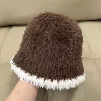 Осенне-зимняя шапка детская шапка рыбака для танца льва большая окружность головы выпуклое лицо маленькая шапка тазик модная теплая меховая плюшевая панама розовый