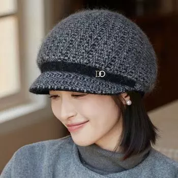 Осенне-зимняя шапка для мам, женская, холодостойкая, вязаная, теплая, из кроличьей шерсти, для людей среднего и пожилого возраста, утолщенная шапка с утиным язычком