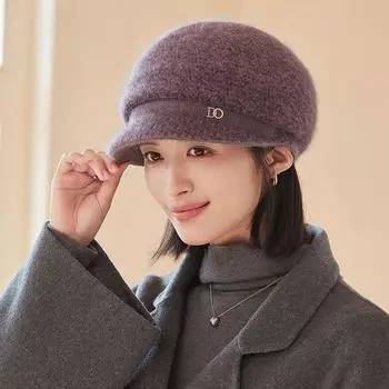 Осенне-зимняя шапка для мам, женская, холодостойкая, вязаная, теплая, из кроличьей шерсти, для людей среднего и пожилого возраста, утолщенная шапка с утиным язычком