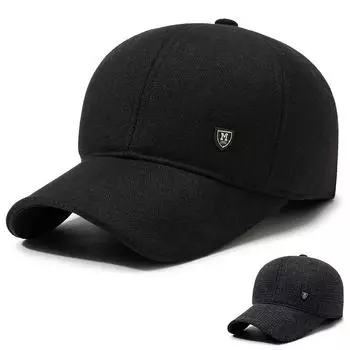 Осенне-зимняя шапка для мужчин среднего возраста, шерстяная бейсболка, толстая защита ушей, кепка для пап среднего и пожилого возраста серый