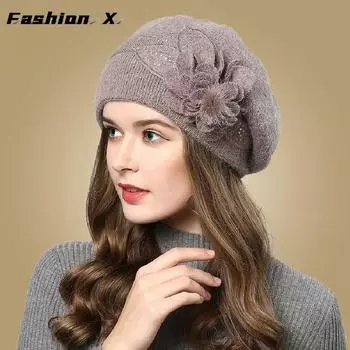 Осенне-зимняя шапка из кроличьей шерсти, женская утолщенная бархатная теплая шапка для защиты ушей One Size