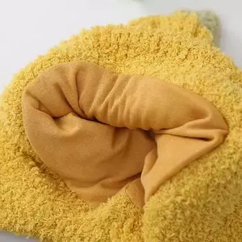 Осенне-зимняя шапка, милая мультяшная шапка с изображением динозавра, теплая ветрозащитная шапка для защиты ушей, утолщенная детская шапка, подарки жёлтый