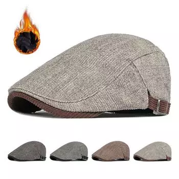 Осенне-зимняя шапка, мужской британский берет в стиле ретро, утолщенная теплая кепка, женская повседневная кепка, кепка газетчика 55-60cm кофейный