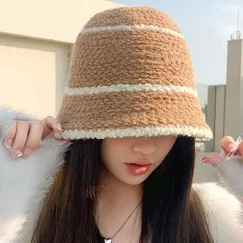 Осенне-зимняя шапка-рыбак, женская вязаная шапка-тазик, шапки из овечьего бархата, теплая, устойчивая к холоду, панама