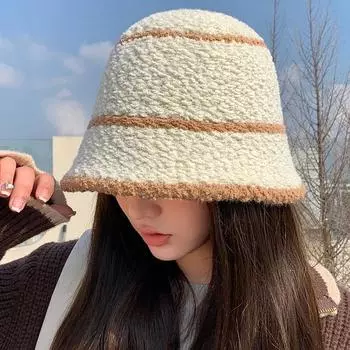 Осенне-зимняя шапка-рыбак, женская вязаная шапка-тазик, шапки из овечьего бархата, теплая, устойчивая к холоду, панама