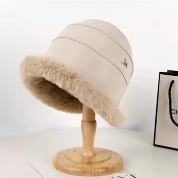 Осенне-зимняя шапка рыбака с буквами алфавита, японская шапка, детская корейская версия, маленькая плюшевая теплая модная шапка-горшок чёрный