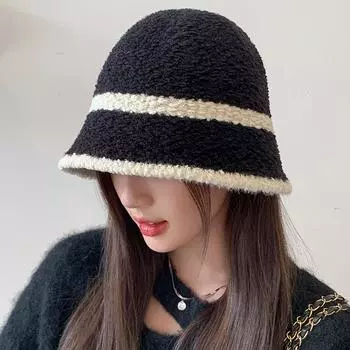 Осенне-зимняя шапка рыбака, женская вязаная однотонная шапка-ведро из овечьего бархата, теплая, устойчивая к холоду