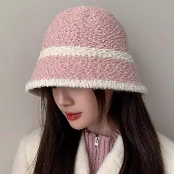 Осенне-зимняя шапка рыбака, женская вязаная однотонная шапка-ведро из овечьего бархата, теплая, устойчивая к холоду