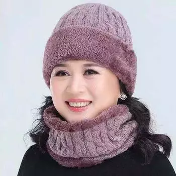 Осенне-зимняя шапка вязаная толстая теплая универсальная шерстяная шапка average size красный