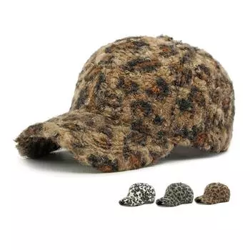 Осенне-зимняя шапка женская бейсболка с леопардовым принтом теплая солнцезащитная шапка белый