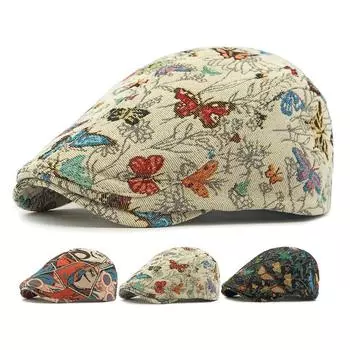 Осенне-зимняя шапка женская берет с принтом бабочки винтажный берет с утиным язычком вперед кепка с козырьком хаки