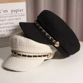 Осенне-зимняя шапка, женская британская универсальная шляпа с плоским верхом в стиле ретро, модная шляпа-утка, шляпа художника, восьмиугольный берет, весна и осень M