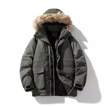 Осенне-зимняя шерстяная хлопковая куртка с воротником, мужское толстое пальто, хлопковая куртка средней длины, корейская версия хлопковой куртки XXXXL чёрный