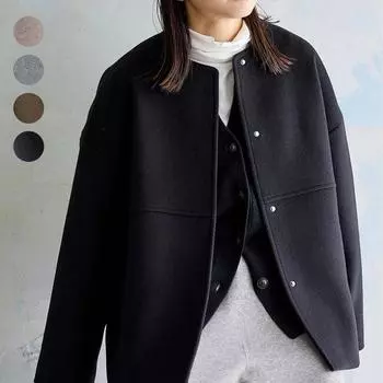 Осенне-зимняя шерстяная куртка для женщин, дизайнерская, с круглым вырезом, в стиле ретро, повседневная, свободная, простая, универсальная, новый стиль M