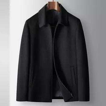 Осенне-зимняя шерстяная куртка с застежкой-молнией для руководителей среднего возраста 170 темно-синий