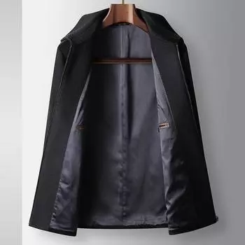 Осенне-зимняя шерстяная куртка с застежкой-молнией для руководителей среднего возраста 170 темно-синий