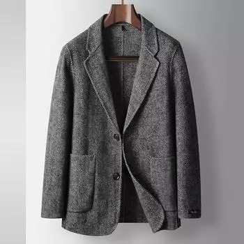 Осенне-зимняя шерстяная однотонная куртка West для людей среднего возраста и молодежи, легкая, роскошная, деловая, двухсторонняя, повседневная, теплая 175