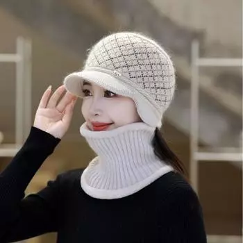 Осенне-зимняя шерстяная шапка для защиты ушей, защита от холода и тепла, утолщенная шапка из меха кролика для пожилых женщин One size