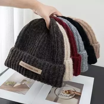Осенне-зимняя шерстяная шапка для женщин в корейском стиле, шикарная шерстяная вязаная шапка, защита ушей, теплая пуловерная холодная шапка для пары