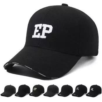 Осенне-зимняя шерстяная шапка, мужская толстая теплая бейсболка с вышитыми буквами, уличная хлопковая кепка R чёрный