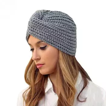 Осенне-зимняя шерстяная шапка с перекрещенными нитками, этническая шапка-платок, термошляпа, источник электронной коммерции Jdm-258 One size темно-синий