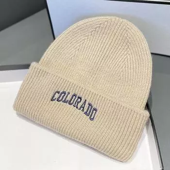 Осенне-зимняя шерстяная шапка с вышитыми буквами, теплый универсальный свитер, защита ушей, холодная шапка, мужская вязаная шапка для детей M56-58cm белый
