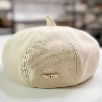 Осенне-зимняя шерстяная шляпа-тыква, модный женский берет с маленькой этикеткой, черная шляпа, простая универсальная шляпа художника One Size белый