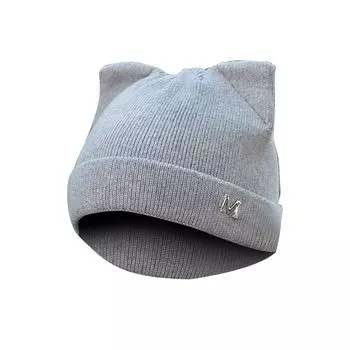 Осенне-зимняя шерстяная вязаная шапка, женская уличная универсальная шерстяная шапка, теплый пуловер с кошачьими ушками, шапка One Size