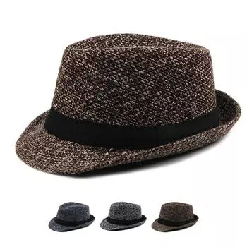 Осенне-зимняя шляпа, классическая джазовая шляпа для пожилых людей среднего возраста, британская шляпа-котелок чёрный