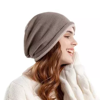 Осенне-зимняя шляпа с навалом, женская модная теплая толстая шапка One Size