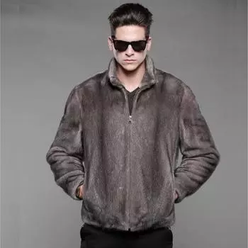 Осенне-зимняя шуба из искусственного норкового меха, мужская шуба из цельного норки с воротником-стойкой, короткая повседневная мужская шуба из норки с травой 6XL