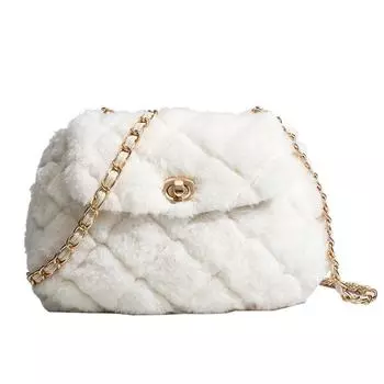 Осенне-зимняя симпатичная сумка на одно плечо с цепочкой Instagram Niche Design Winter Plush Crossbody Bag