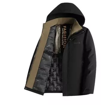 Осенне-зимняя сменная шапка для мужчин среднего возраста, куртка с воротником-стойкой и хлопковой подкладкой, утолщенная теплая мужская куртка XL хаки