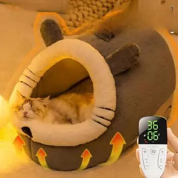 Осенне-зимняя собачья будка с подогревом для сохранения тепла и утолщения собаки, полузакрытое электрическое одеяло, плюшевый кот, будка для померанского шпица, будка для домашних животных S