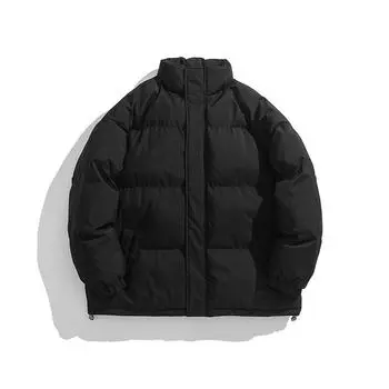 Осенне-зимняя стеганая куртка, мужская маленькая стеганая куртка, утолщенная, для пар, универсальная стеганая куртка, воротник-стойка, теплая куртка S чёрный