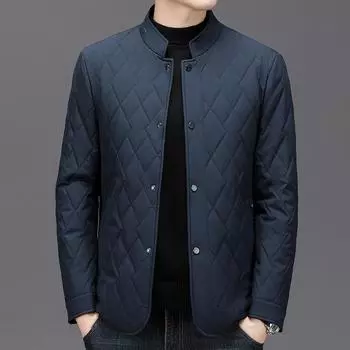 Осенне-зимняя стеганая куртка, шелковое стеганое пальто, мужское среднее и длинное с воротником-стойкой, теплое повседневное деловое стеганое пальто 170