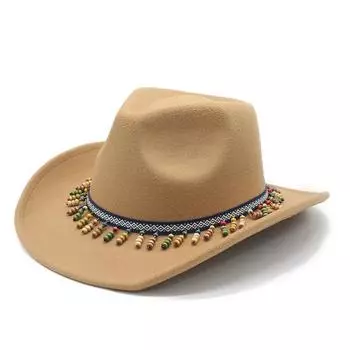 Осенне-зимняя струящаяся бусина в тибетском этническом стиле, цилиндр для джаз-танца, мужская и женская шляпа с большим карнизом M56-58cm красный