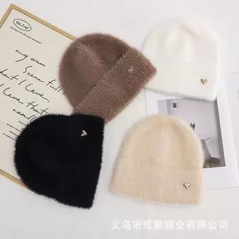 Осенне-зимняя студенческая шерстяная шапка женская плюшевая новая вязаная шапка универсальная теплая ухозащитная утолщенная модная one size fits all хаки