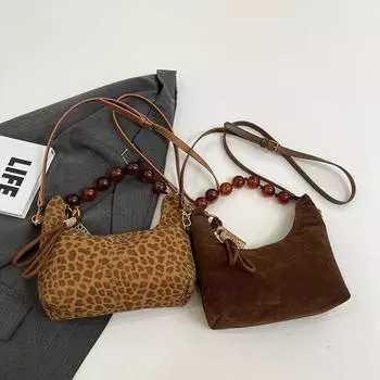 Осенне-зимняя сумка через плечо для женщин, нишевая сумка с леопардовым принтом, новая универсальная маленькая сумка