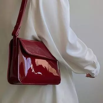 Осенне-зимняя сумка Harbor Wind в стиле ретро для женщин, новая модная красная лакированная сумка на плечо через плечо M