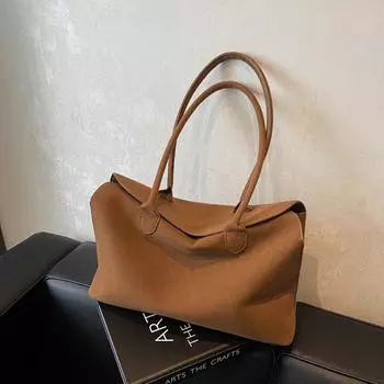 Осенне-зимняя сумка из оленьей кожи, вместительная, женская, модная, в стиле ретро, простая, сумка-тоут для подмышек 38*12*24 коричневый