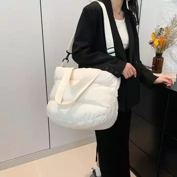 Осенне-зимняя сумка-мессенджер из хлопка, сумка для одежды, большая вместимость, универсальная сумка на плечо, легкая сумка из хлопка с пуховой подкладкой серый