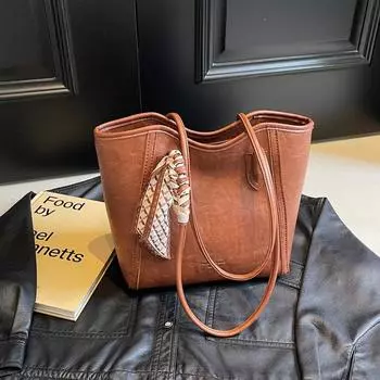 Осенне-зимняя сумка-тоут большой вместимости для отдыха на плече, сумка для студентов, женская сумка прилив чёрный