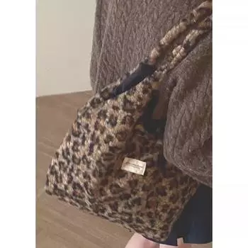 Осенне-зимняя сумка-тоут с леопардовым принтом в стиле ретро для женщин 2024 года, большая вместительная сумка через плечо для поездок подмышкой